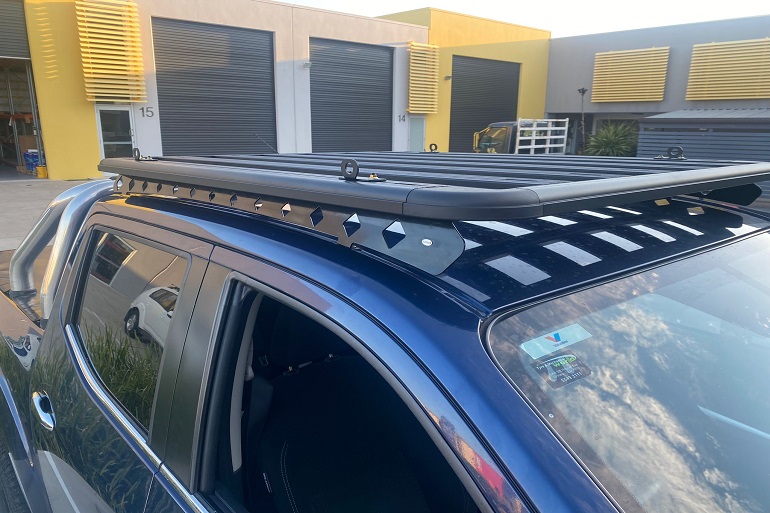 Roof rack on blue Holden Colorado