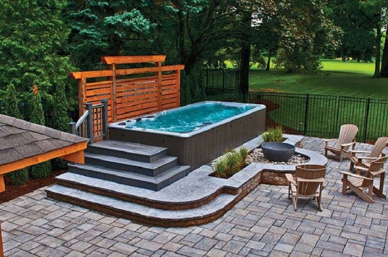 swim spa oudoor with patio